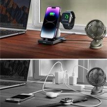 Bevielis įkroviklis Joyroom 'JR-WQS02 4in1' juodas (skirtas iPhone / Apple Watch / Airpods)