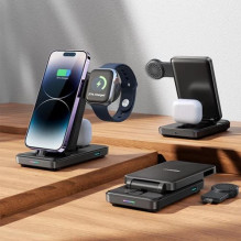 Wireless charger Joyroom 'JR-WQS02 4in1' black (for iPhone / Apple Watch / Airpods)