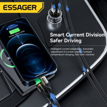 Car charger Essager 'Thumb' transparent (black) 33W (1xPD / 1xQC3.0)