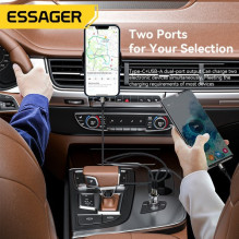 Car charger Essager 'Thumb' transparent (black) 33W (1xPD / 1xQC3.0)