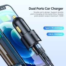 Automobilinis įkroviklis Essager 'Fan' juodas 66W (2xPD) Automobilinis įkroviklis Essager 'Fan' juodas 66W (2xPD)