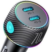 Car charger Joyroom 'JR-CCN02' black 70W (2xPD / with LED Lighting) Car charger Joyroom 'JR-CCN02' black 70W (2xPD / with LED Lighting)