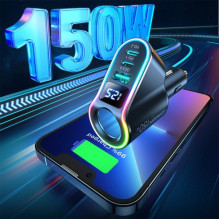Automobilinis įkroviklis Joyroom 'JR-CL21' juodas 150W (1xPD / 2xQC3.0 / 1xAuto 90W / with LED voltmeter) Automobilinis įkroviklis Joyroom 'JR-CL21' juodas 150W (1xPD / 2xQC3.0 / 1xAuto 90W / with LED voltmeter)