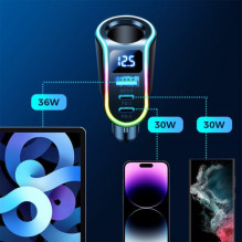 Car charger Joyroom 'JR-CL21' black 150W (1xPD / 2xQC3.0 / 1xAuto 90W / with LED voltmeter) Car charger Joyroom 'JR-CL21' black 150W (1xPD / 2xQC3.0 / 1xAuto 90W / with LED voltmeter)