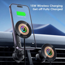 Car holder Essager 'Arpege' black (wireless charging 15W) (magnetic / for grill)