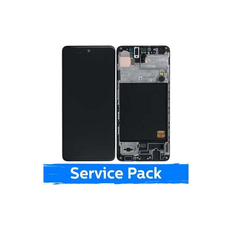 Ekranas skirtas Samsung A515 A51 juodas su rėmeliu (Service Pack)