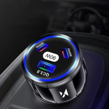 Automobilinis įkroviklis Wozinsky 'WCCCA' juodas 90W (2xPD / 1xQC3.0)
