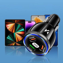 Car charger Wozinsky 'WCCCA' black 90W (2xPD / 1xQC3.0)