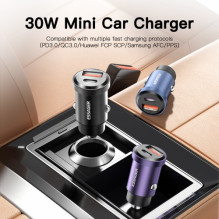 Car charger Essager 'Gyro Mini' blue 30W (2xQC3.0) Car charger Essager 'Gyro Mini' blue 30W (2xQC3.0)