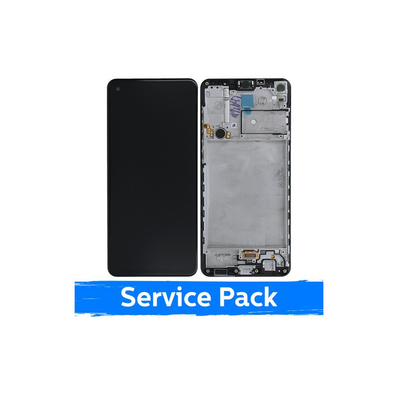 Ekranas skirtas Samsung A217 2020 A21s juodas su rėmeliu (Service Pack)