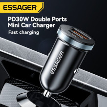 Car charger Essager 'Rui Mini' black 30W (1xPD / 1xQC3.0)