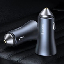 Car charger Baseus 'Golden Contactor' gray 40W (1xPD / 1xQC3.0) + 'Type-C / Lightning' 100cm cable Car charger Baseus 'Golden Contactor' gray 40W (1xPD / 1xQC3.0) + 'Type-C / Lightning' 100cm cable