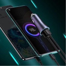 Car charger Baseus 'Golden Contactor' gray 40W (1xPD / 1xQC3.0) + 'Type-C / Lightning' 100cm cable Car charger Baseus 'Golden Contactor' gray 40W (1xPD / 1xQC3.0) + 'Type-C / Lightning' 100cm cable