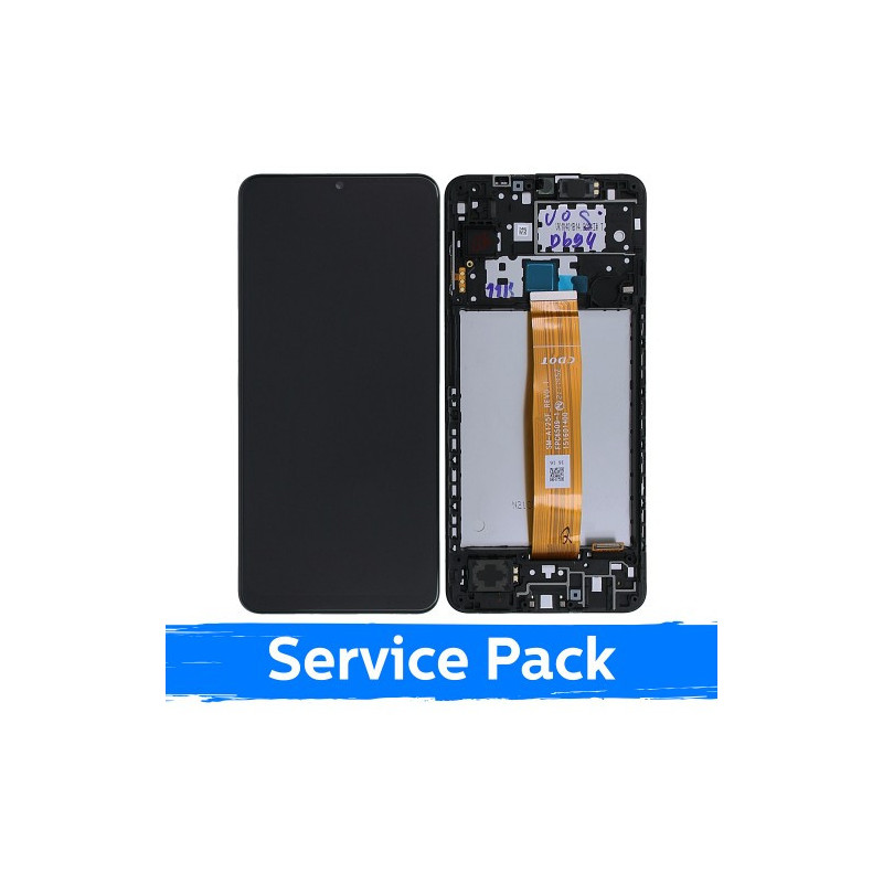 Ekranas skirtas Samsung A125 A12 juodas su rėmeliu (Service Pack)