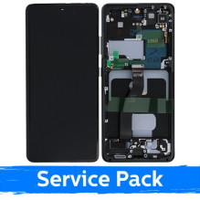 Screen for Samsung G998 S21 Ultra with frame / Phantom Black / (Service Pack)