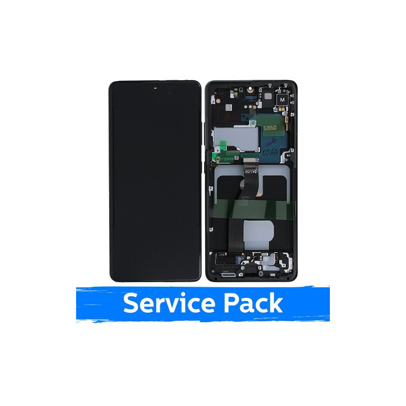 Ekranas skirtas Samsung G998 S21 Ultra su rėmeliu / Phantom Black / (Service Pack)
