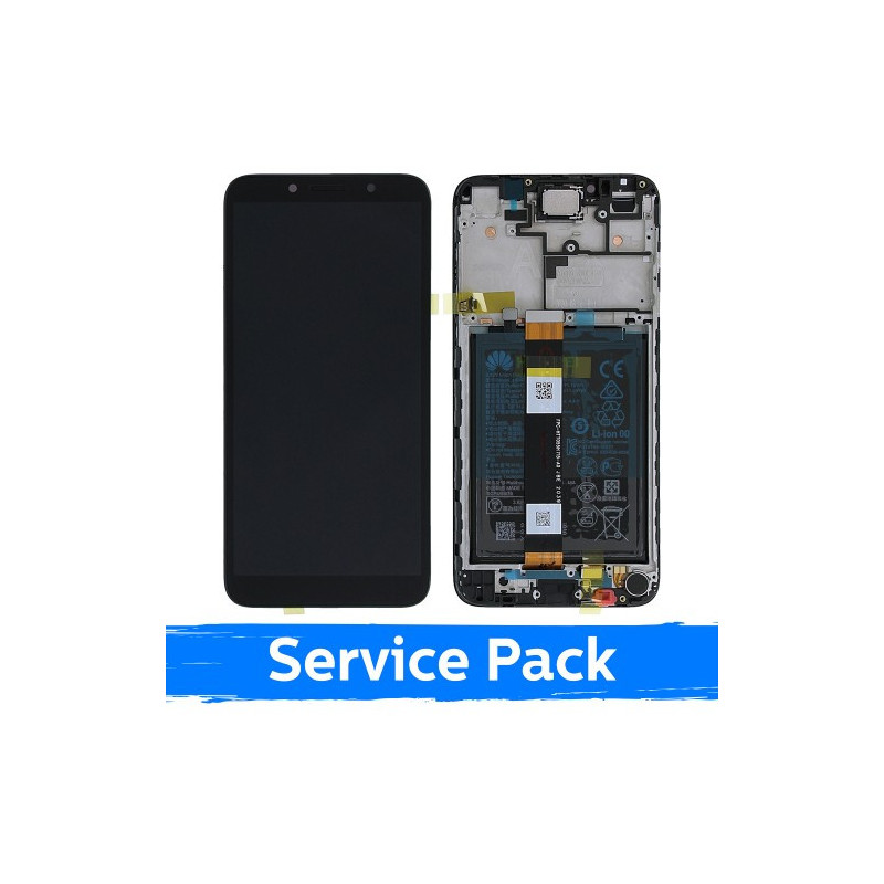Screen for Huawei Y5P / Honor 9S black with frame (Service Pack)