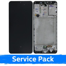 Screen for Samsung A315 A31 black with frame (Service Pack)