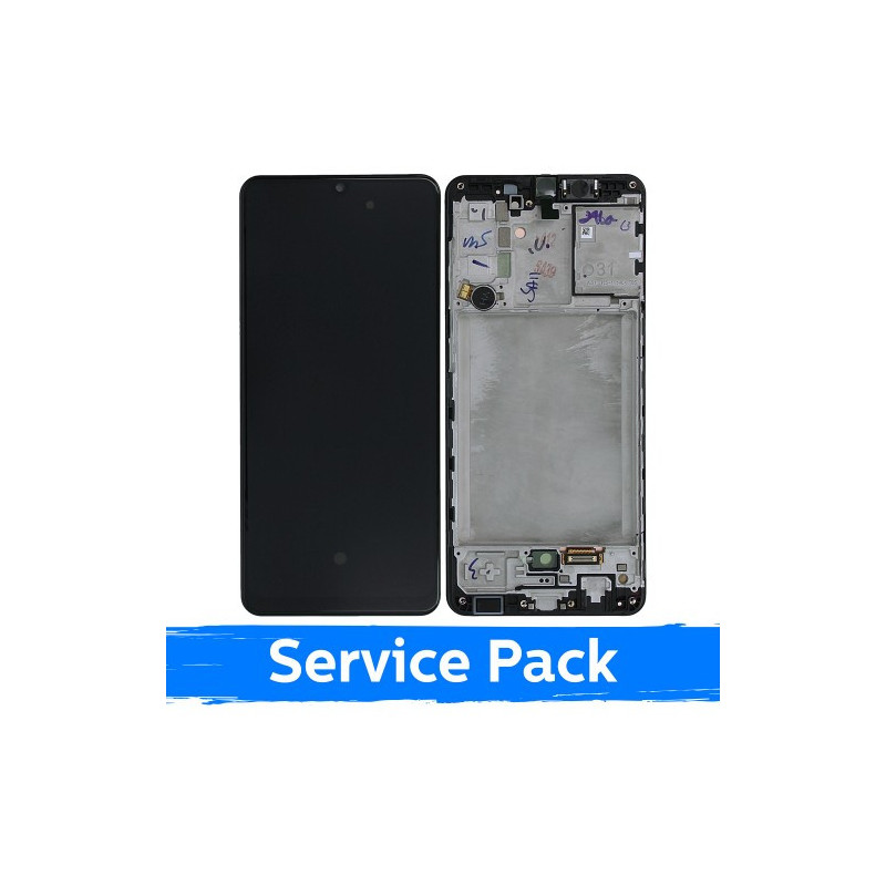 Screen for Samsung A315 A31 black with frame (Service Pack)