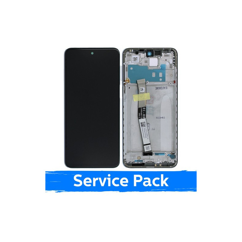 Ekranas skirtas Xiaomi Redmi Note 9S (Note 9 Pro) su rėmeliu / Glacier White / (Service Pack)