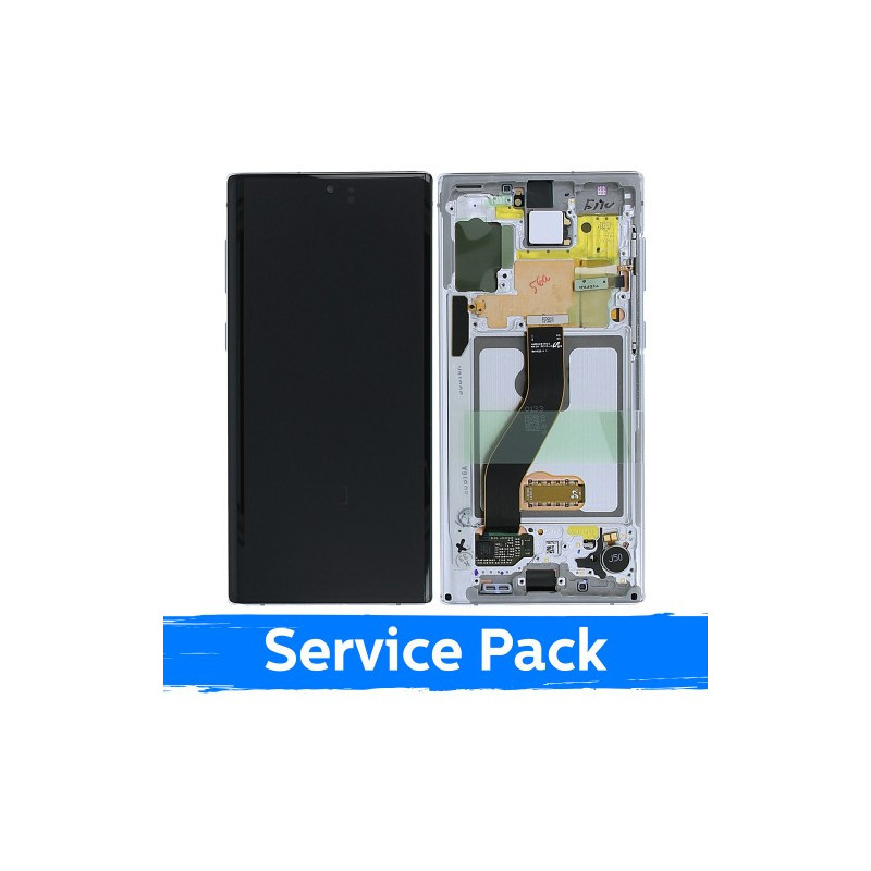 Ekranas skirtas Samsung N970 Note 10 su rėmeliu / Aura White / (Service Pack)