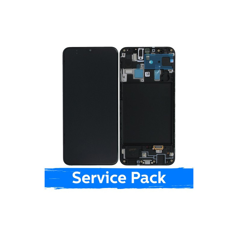 Screen for Samsung A205 A20 / M107 M10s black with frame (Service Pack)