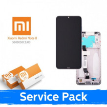 Screen for Xiaomi Redmi Note 8 (Note 8 2021) with frame / White / (Service Pack)