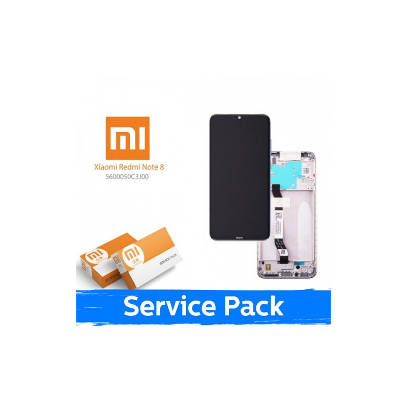 Screen for Xiaomi Redmi Note 8 (Note 8 2021) with frame / White / (Service Pack)