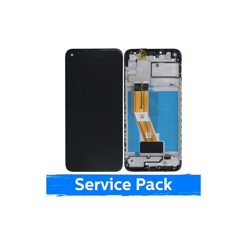 Ekranas skirtas Samsung A115 A11 juodas su rėmeliu (Service Pack)