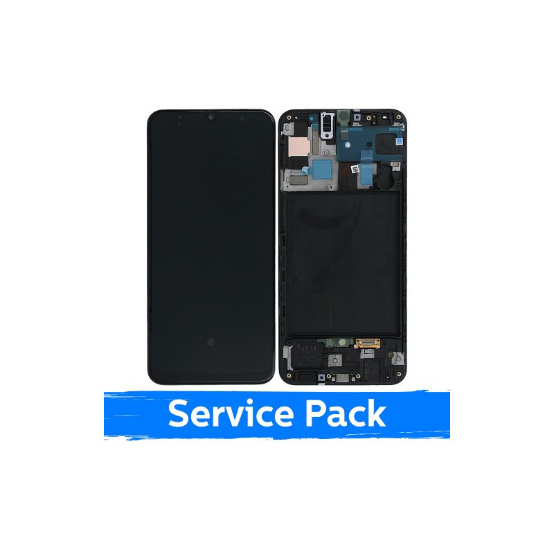 Ekranas skirtas Samsung A505 2019 A50 juodas su rėmeliu (Service Pack)