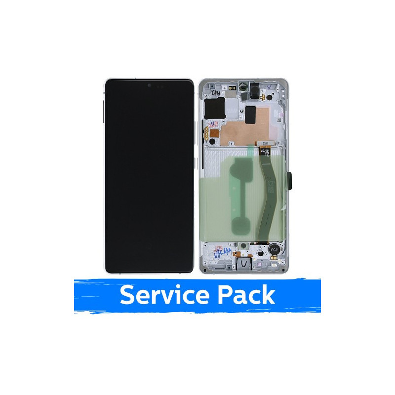 Ekranas skirtas Samsung G770 S10 Lite su rėmeliu / Prism White / (Service Pack)
