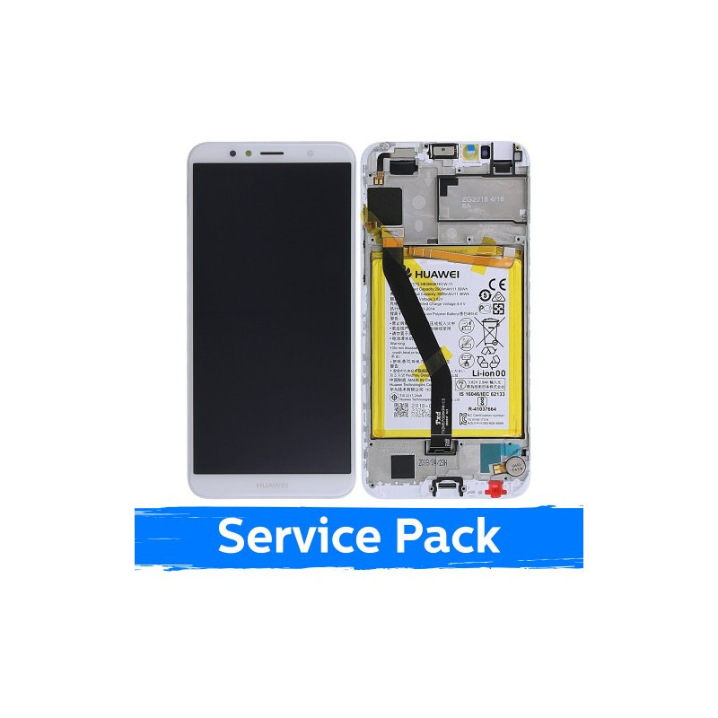 Ekranas skirtas Huawei Y6 2018 baltas su rėmeliu (Service Pack)