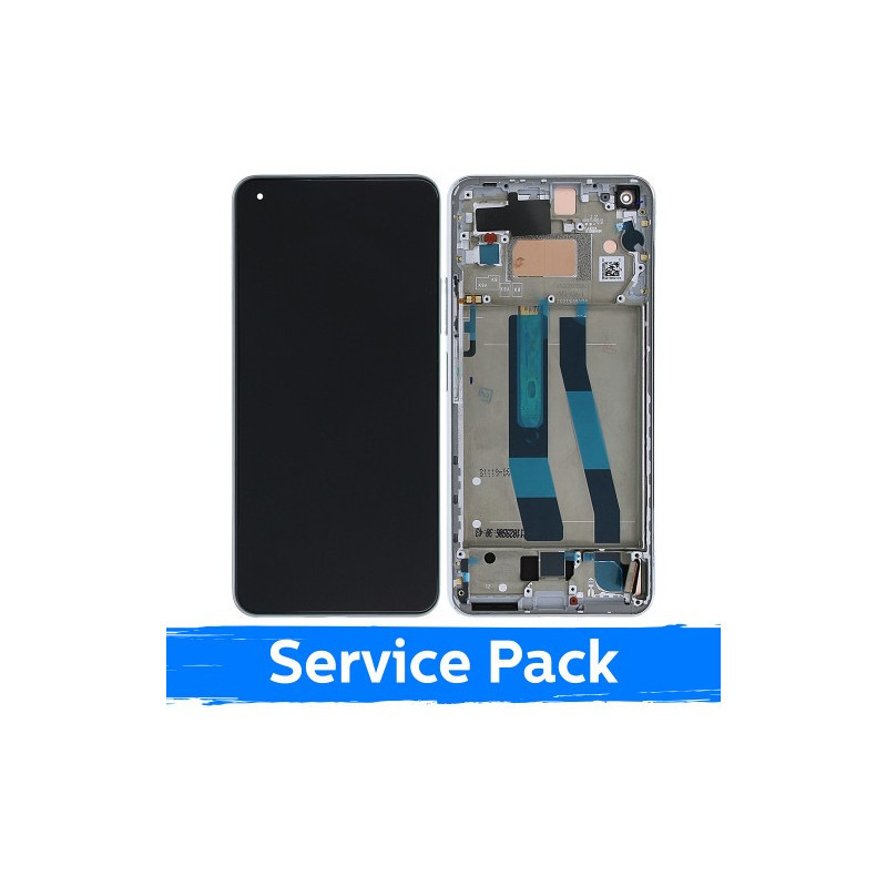 Ekranas skirtas Xiaomi Mi 11 Lite 4G (Lite 5G / Lite 5G NE) su rėmeliu / Snowflake White / (Service Pack)