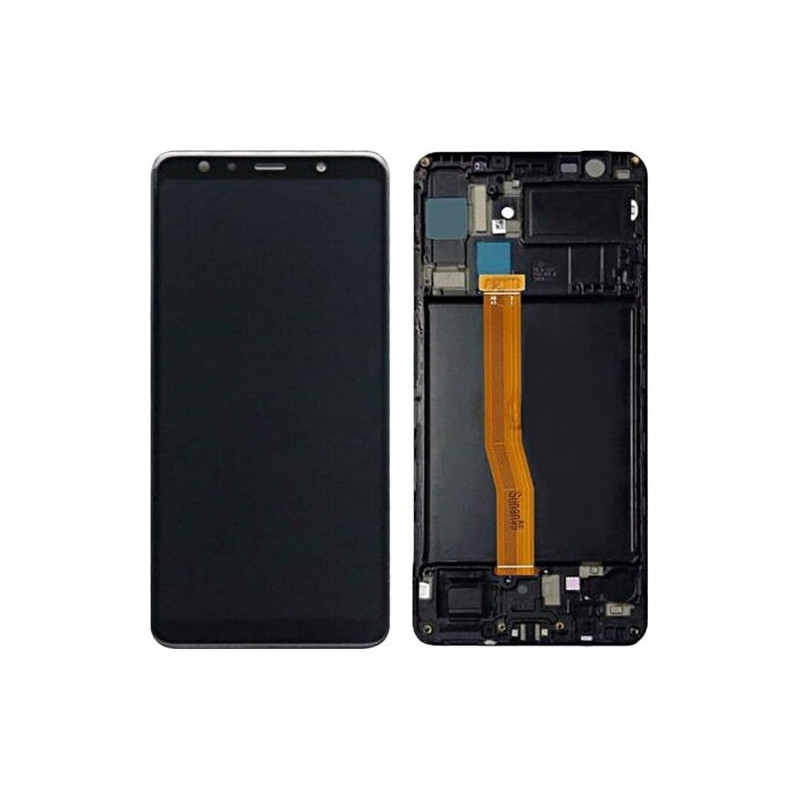 Ekranas skirtas Samsung A750 2018 A7 juodas su rėmeliu HQ
