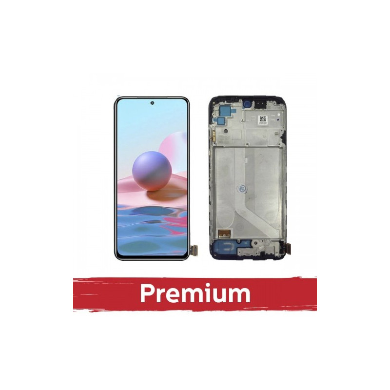Ekranas skirtas Xiaomi Redmi Note 10 / Note 10S / Poco M5s juodas su rėmeliu OEM
