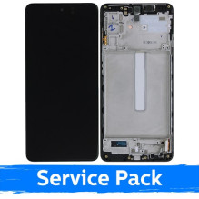 Ekranas skirtas Samsung M526 M52s 5G su rėmeliu / Blazing Black / (Service Pack)