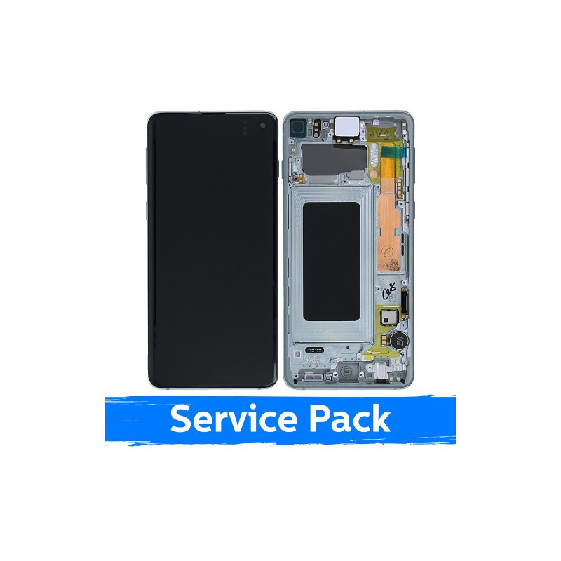 Screen for Samsung G973 S10 with frame / Prism Green / (Service Pack)