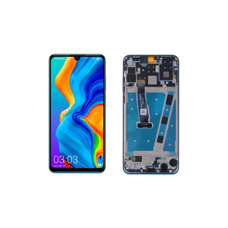 Screen for Huawei P30 Lite with frame / Pearl White / OEM
