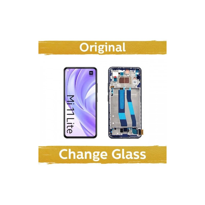 Screen for Xiaomi Mi 11 Lite 4G (Lite 5G / Lite 5G NE) with frame / Bubblegum Blue / (Updated: China)