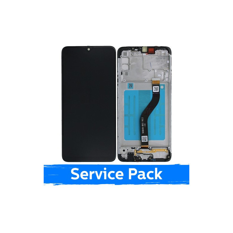 Screen for Samsung A207 A20s black with frame (Service Pack)
