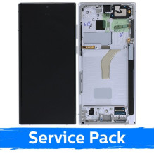 Screen for Samsung S908 S22 Ultra with frame / White / (Service Pack)