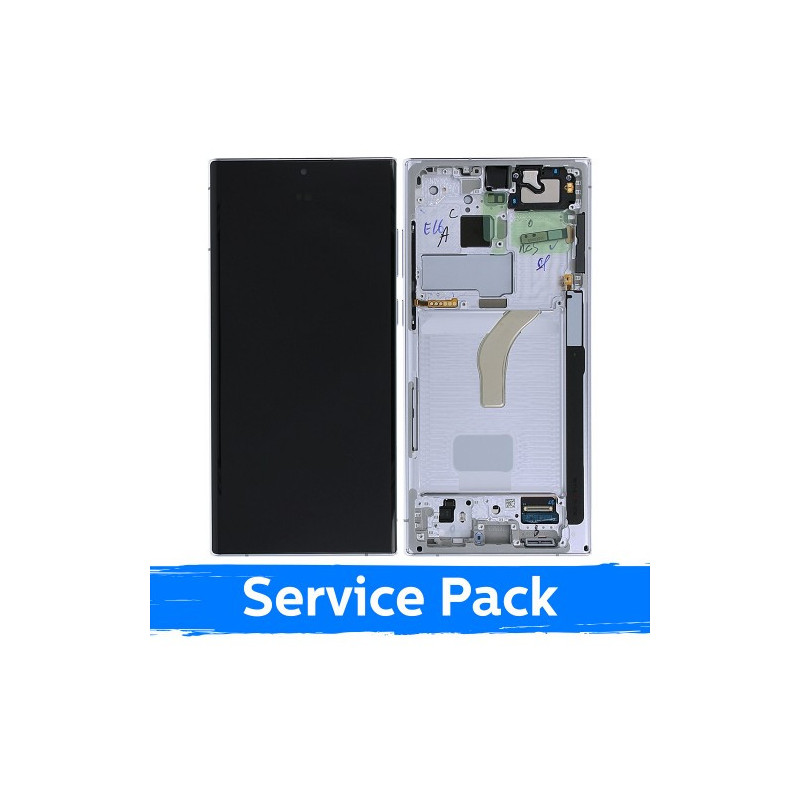 Screen for Samsung S908 S22 Ultra with frame / White / (Service Pack)