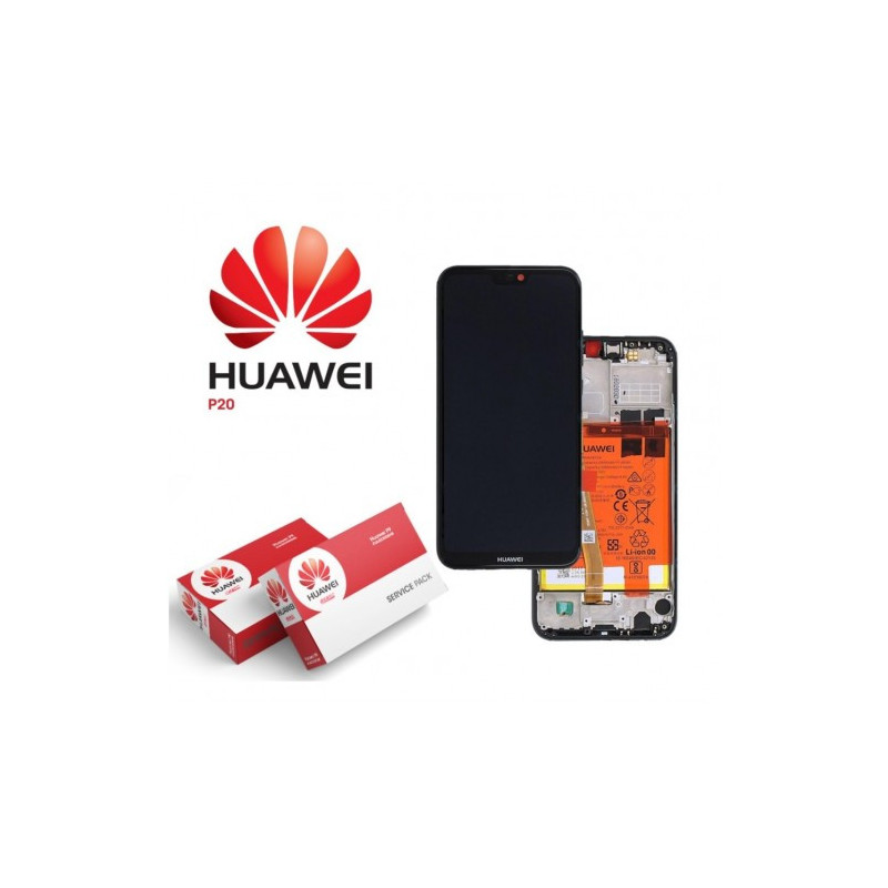 Ekranas skirtas Huawei P20 juodas su rėmeliu (Service Pack)