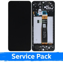 Screen for Samsung A047 A04s black with frame (Service Pack)