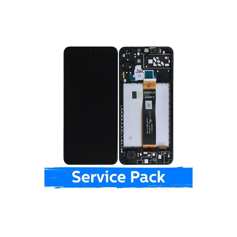 Screen for Samsung A047 A04s black with frame (Service Pack)