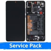 Screen for Huawei P30 with frame / Black / (Service Pack)