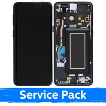 Screen for Samsung G960 S9 with frame / Midnight Black / (Service Pack)