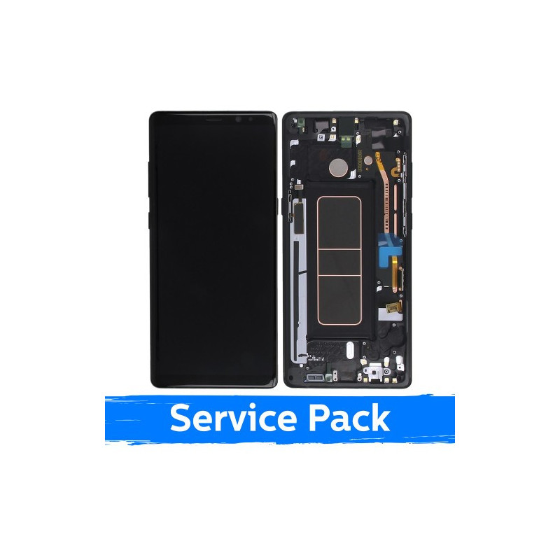 Screen for Samsung N950 Note 8 with frame / Midnight Black / (Service Pack)