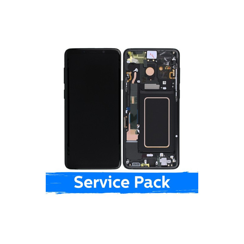 Screen for Samsung G965 S9 Plus with frame / Midnight Black / (Service Pack)