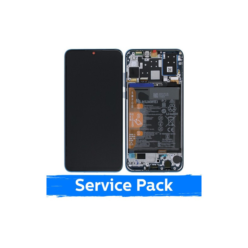 Screen for Huawei P30 Lite with frame / Peacock Blue / (Service Pack)